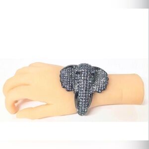 Y2K Elephant Cuff Bracelet – Iced Out Rhinestone Statement Bangle